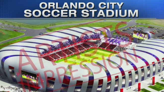 Artist’s rendering of the proposed Orlando City Soccer stadium.