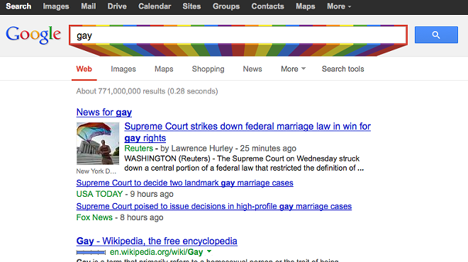 Look what happens when you Google the word "gay" today