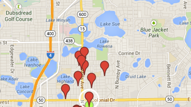Map of suspected arsons in Orlando's historic districts