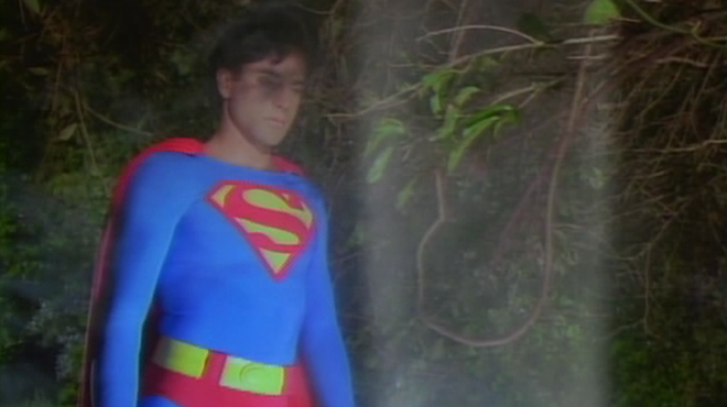 Superboy (Gerard Christopher) at his alien bar mitzvah, where American law prevents him from becoming Superman.