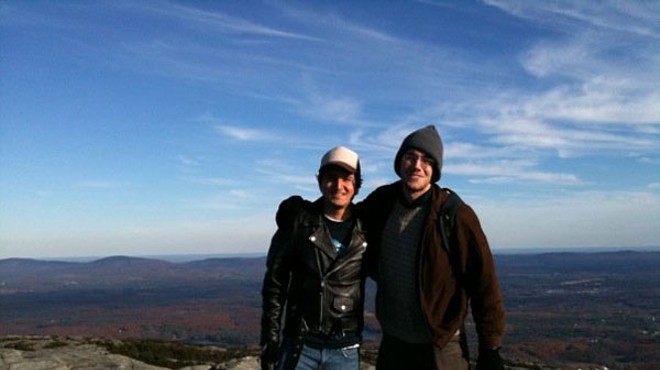 The author and his friend at the peak of New Hampshire's Mt. Monadnock, thanks to an adventurous CouchSurfing host in Boston.