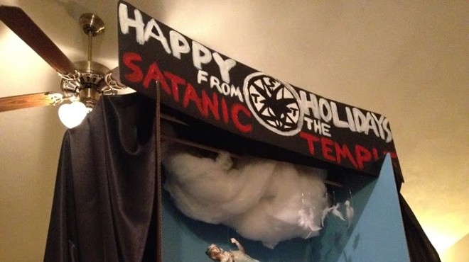 The Satanic Temple's holiday display before it was destroyed.