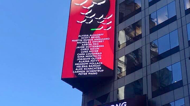 Times Square displays memorial sign for Parkland shooting victims