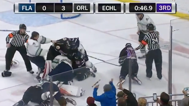 Nearly a year ago tonight, the Solar Bears got into one hell of a hockey fight