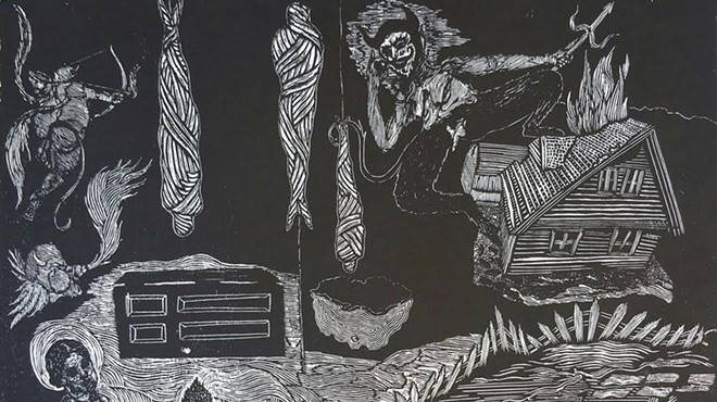 Jacoub Reyes’ punk-influenced woodcuts are sharper  than a serpent’s tooth