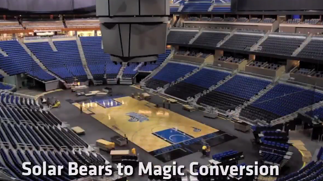 Time-lapse video shows how much elbow grease goes into transitioning from Solar Bears to Orlando Magic games