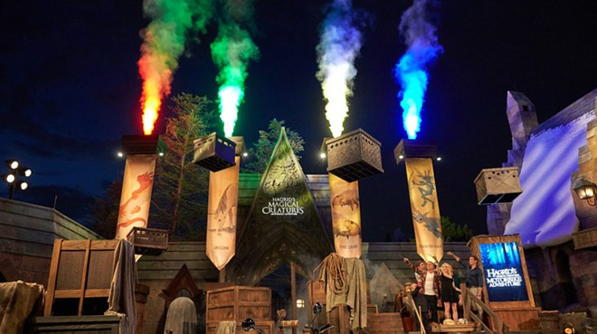 The opening celebration of Hagrid’s Magical Creatures Motorbike Adventure in the Wizarding World of Harry Potter at Universal Studios Orlando