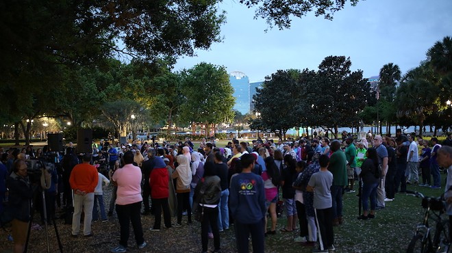People gathered on March 16, 2019, for a vigil at Lake Eola Park to remember the 50 Muslim lives taken at two Christchurch mosques in New Zealand