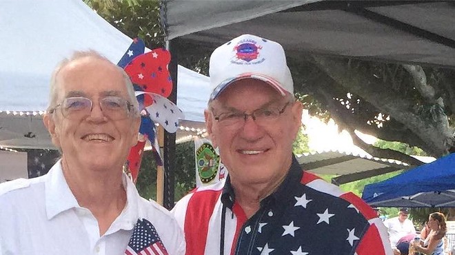 Lake County Supervisor of Elections Alan Hays (right) at a Leesburg 4th of July event in 2018