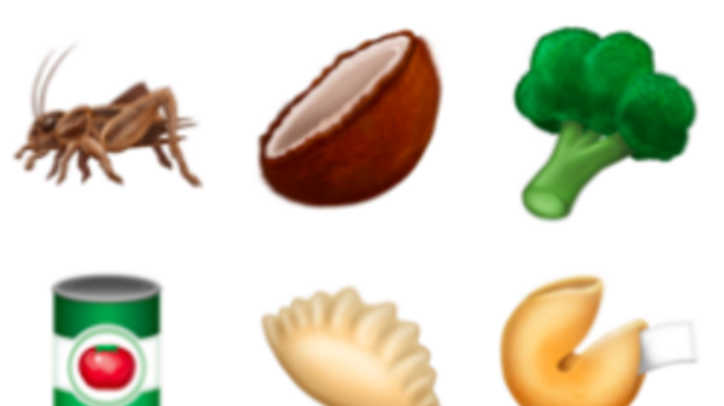 Six of the food (?) emojis to be released this summer. The rest found below.