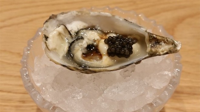 Shigoku oyster, paddlefish caviar