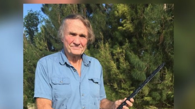 Gary Bachmann with the recovered sword