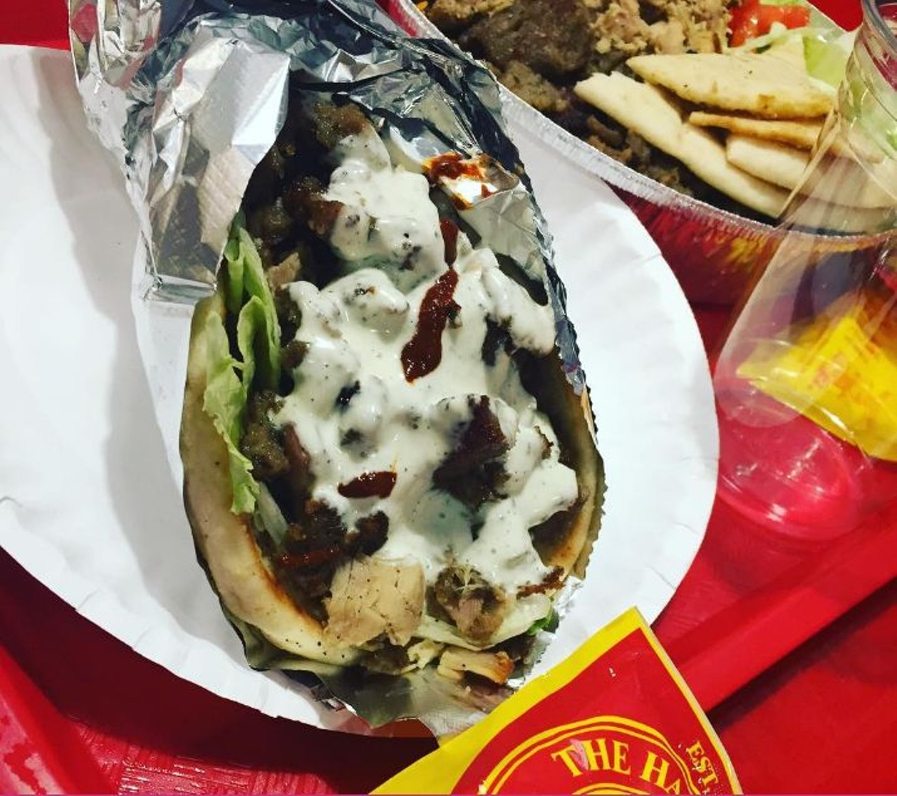 Must  try: You can&#146;t go wrong with the classic beef gyro sandwich, topped with their famous white and hot sauce.
Photo via thekoreandragon/Instagram