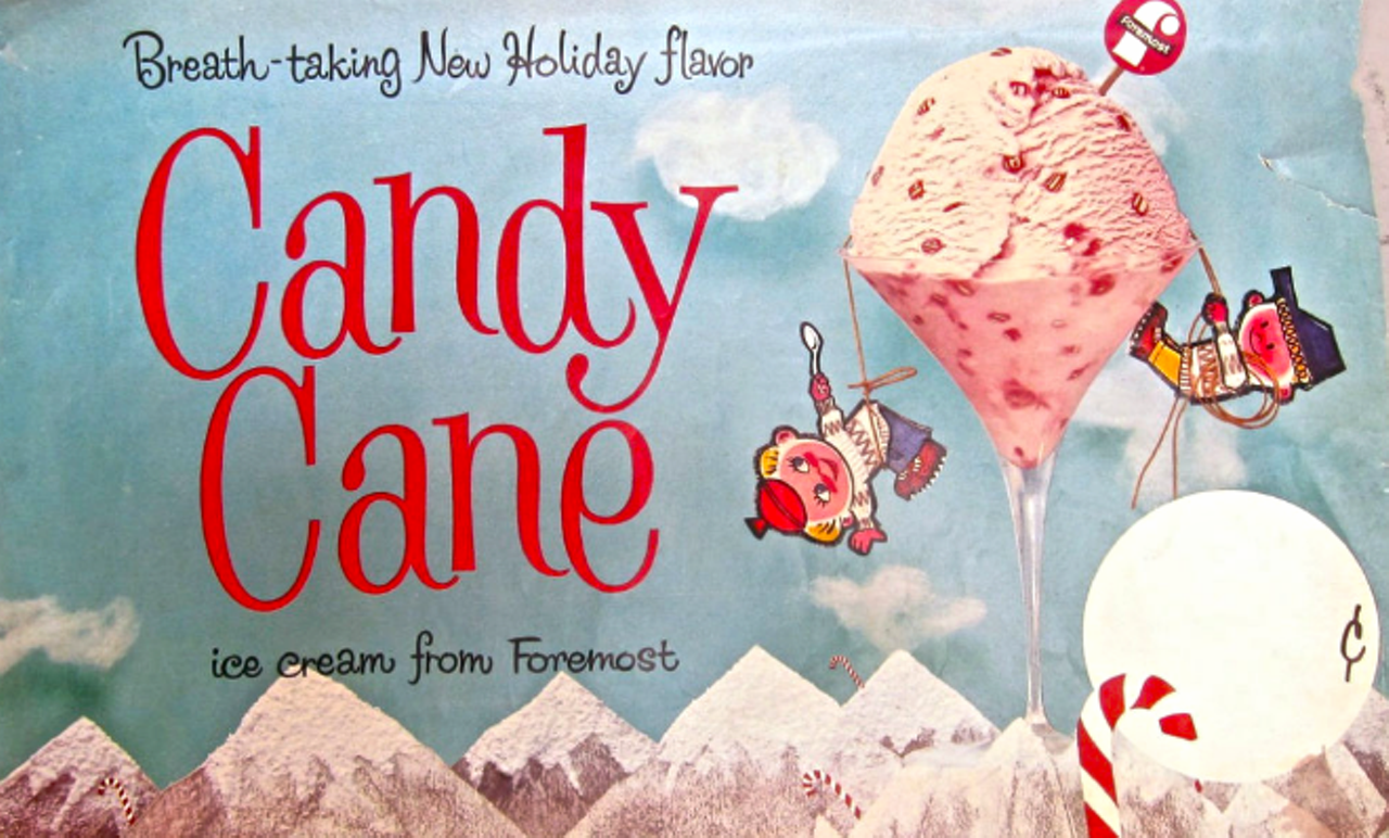 In the 1960s, Foremost Ice Cream offered the most refreshing of all the ice cream flavors: candy cane. via Vintage Ads