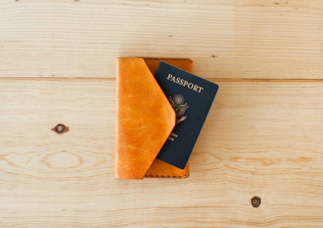 12 Degrees West
Leather Passport Holder; $55
Photo via 12 Degrees West