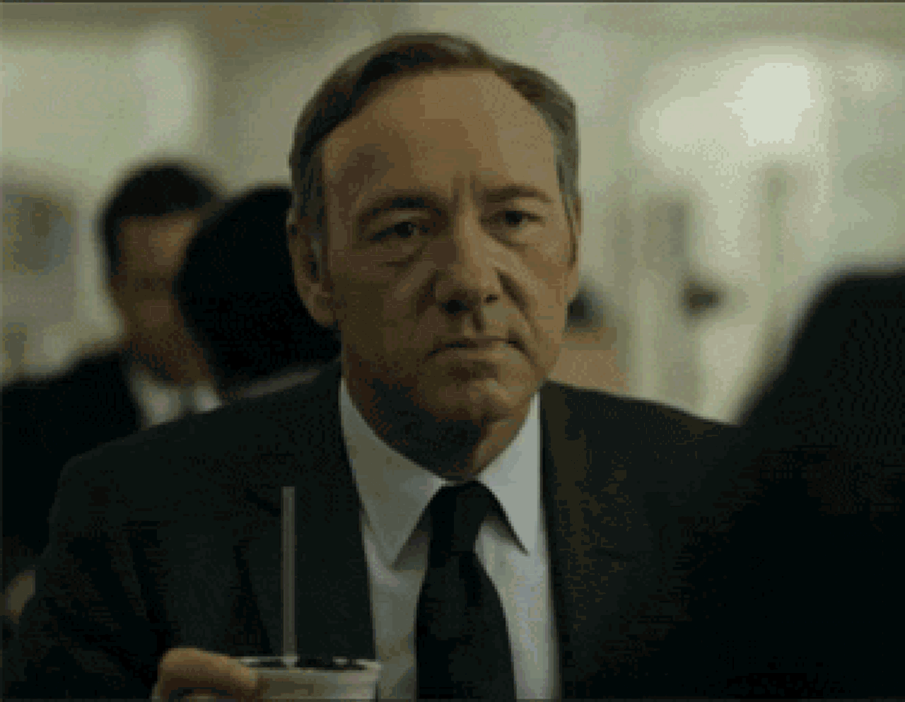 Frank Underwood, played by Kevin Spacey, gives one of the best disapproval faces in the business. 
via