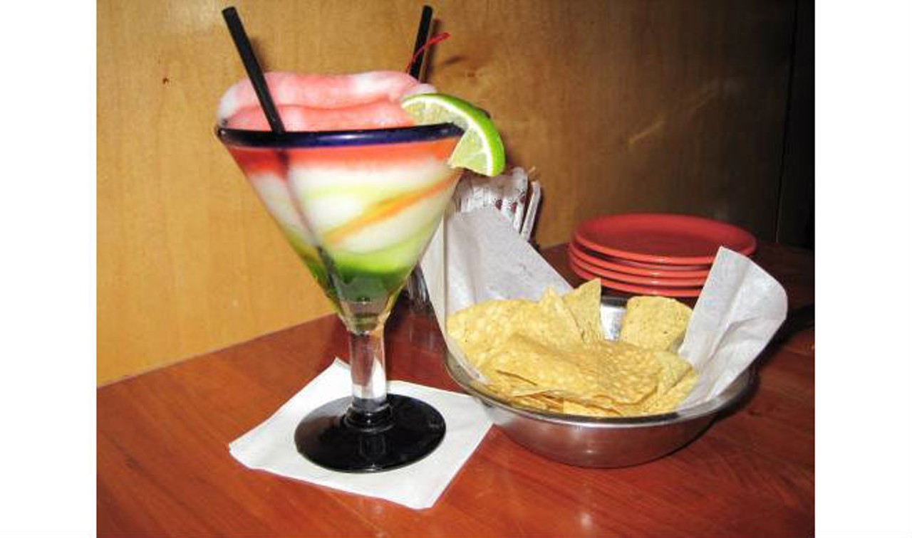 At Cantina Laredo, they promise "authentic Mexican cuisine in a sophisticated atmosphere." I don't know how authentic their Mango Pepper Rita is, but it certainly sounds delicious. 
via