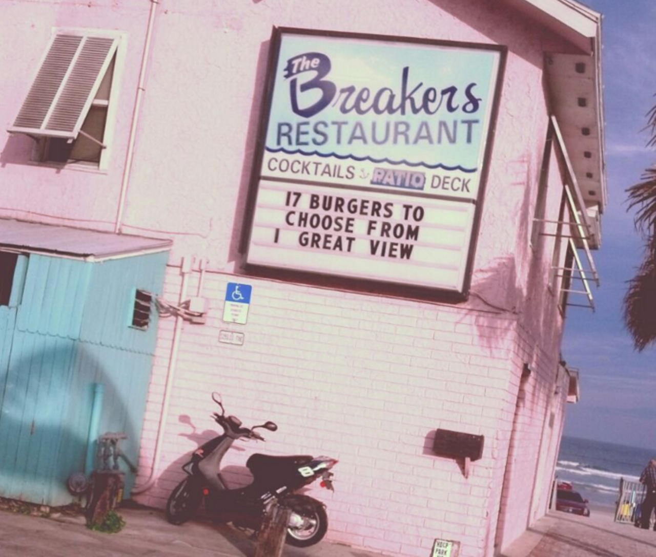 The Breakers Restaurant
Distance from Orlando:  1 hour 
If you can get a seat here, Breakers is one of the best spots in New Smyrna to grab a drink or some grub. Try one of their many burgers or their shrimp skewers.  
518 Flagler Ave, New Smyrna Beach
Photo via Tanya K./Yelp