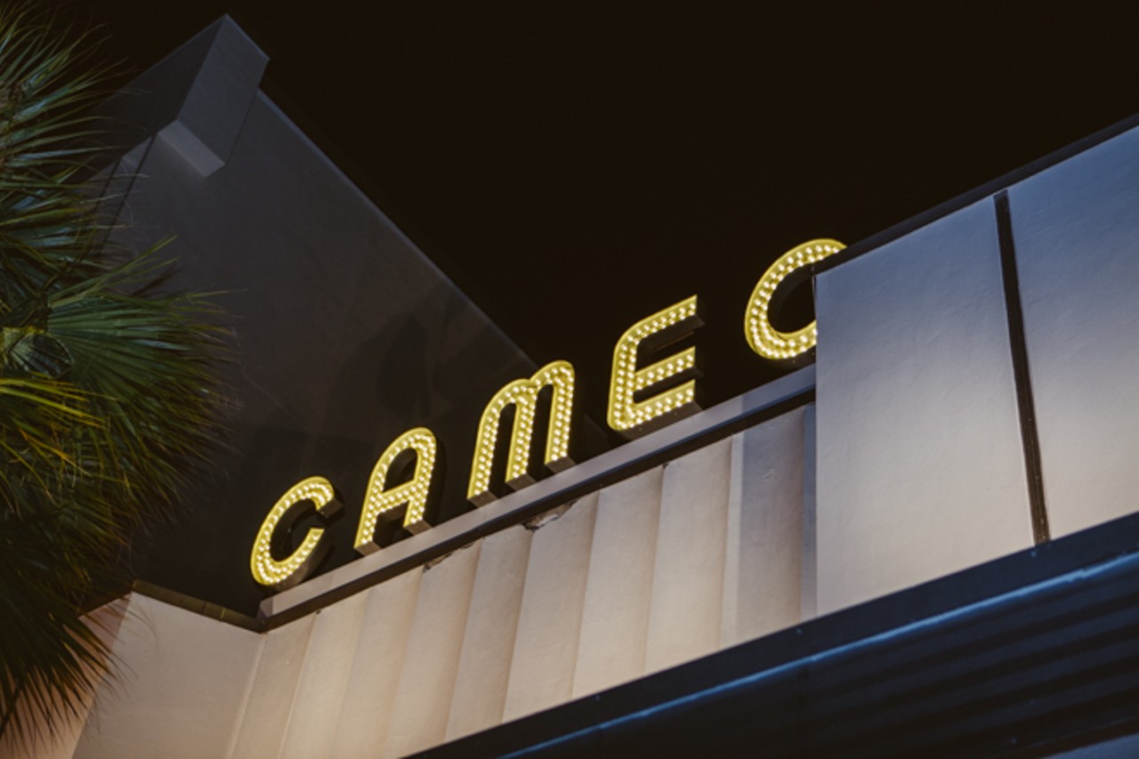 The historic Cameo Theater sign was lit for the first time in 75 years.