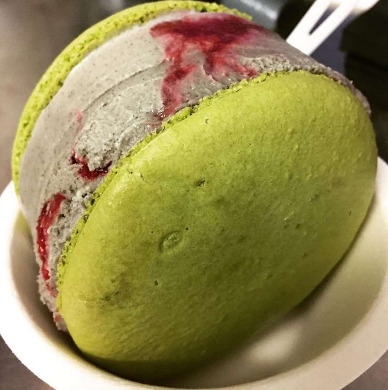 Sesame Raspberry Swirl Ice Cream on Matcha Macarons at Midnight Sun Ice Cream Sandwich Food Truck 
Multiple locations 
Authentic and made with local ingredients, these ice cream sandwiches can come on cookies or macarons. Perusing Midnight Sun&#146;s Instagram will create some serious cravings, which can be fixed up with the Sesame Raspberry Swirl Ice Cream on Matcha Macarons. You can find them every Tuesday at the Tasty Takeover in the Milk District. 
Photo via midnightsunic/Instagram