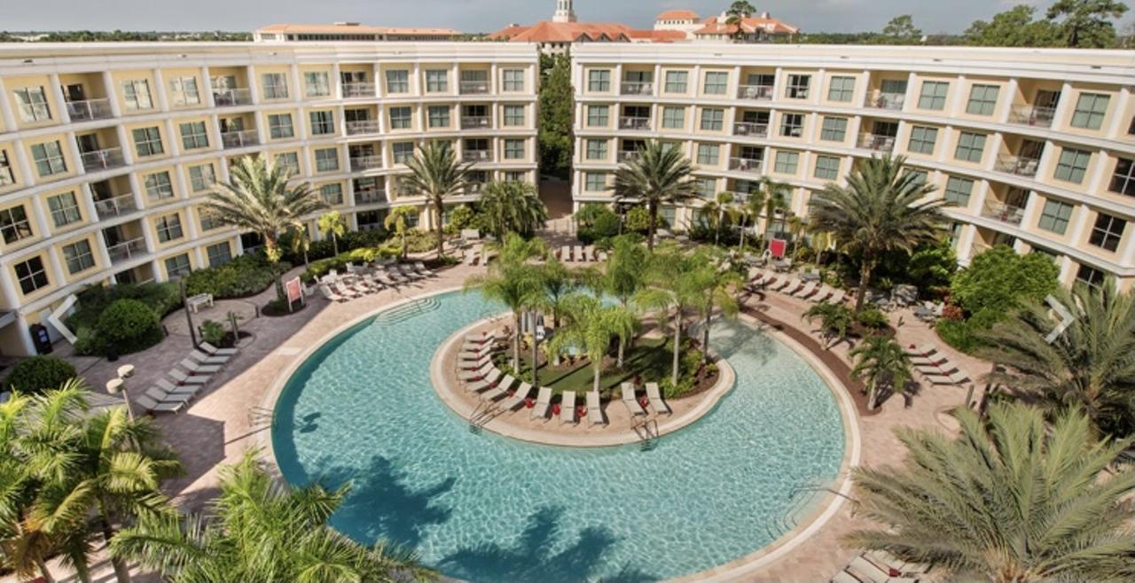 Melia Orlando Celebration
225 Celebration Pl, Celebration, 845-213-3607
$10-$80
This hotel offers a deal for families, with a purchase of $60 a family of four will each have a day pass. This includes access to the 360 degree vanishing pool and jacuzzi. The palm trees and lounge chairs surrounding the pool will make you feel like you escaped Orlando. For an upgrade of $80 you’ll have access to a room for the day, having a private space to hang out if the pools get crowded.