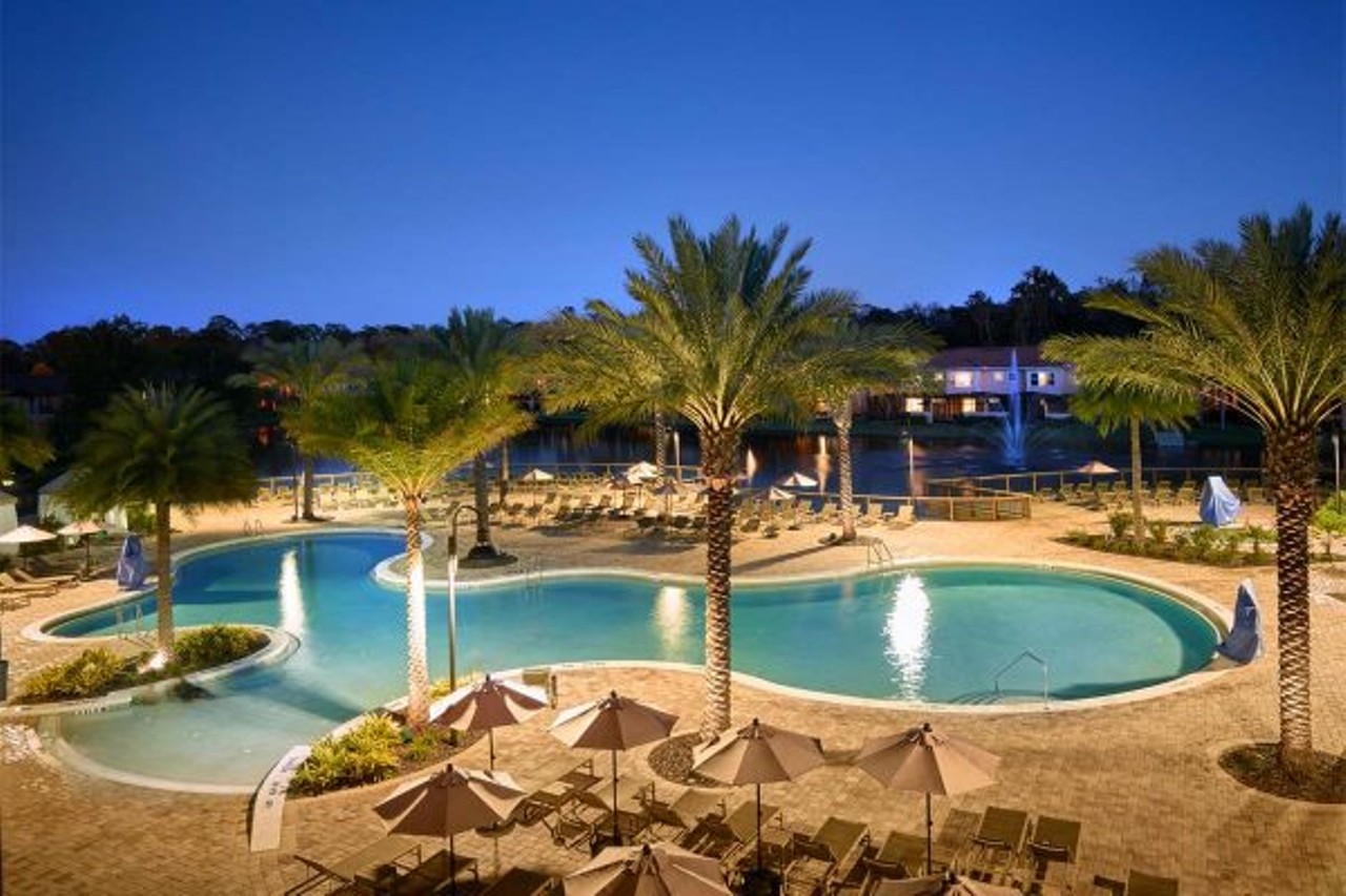 Regal Oaks Resort
5780 Golden Hawk Way, Kissimmee, 407-997-9478
$18-$25
I mean you get a free glass of wine, should I say more? Anyways, guests can relax all day as the pool closes at 10 p.m. During your daycation you’ll have access to a sparkling outside pool and two waterslides. The purchase of a day pass also includes complimentary parking and Wi-Fi. 