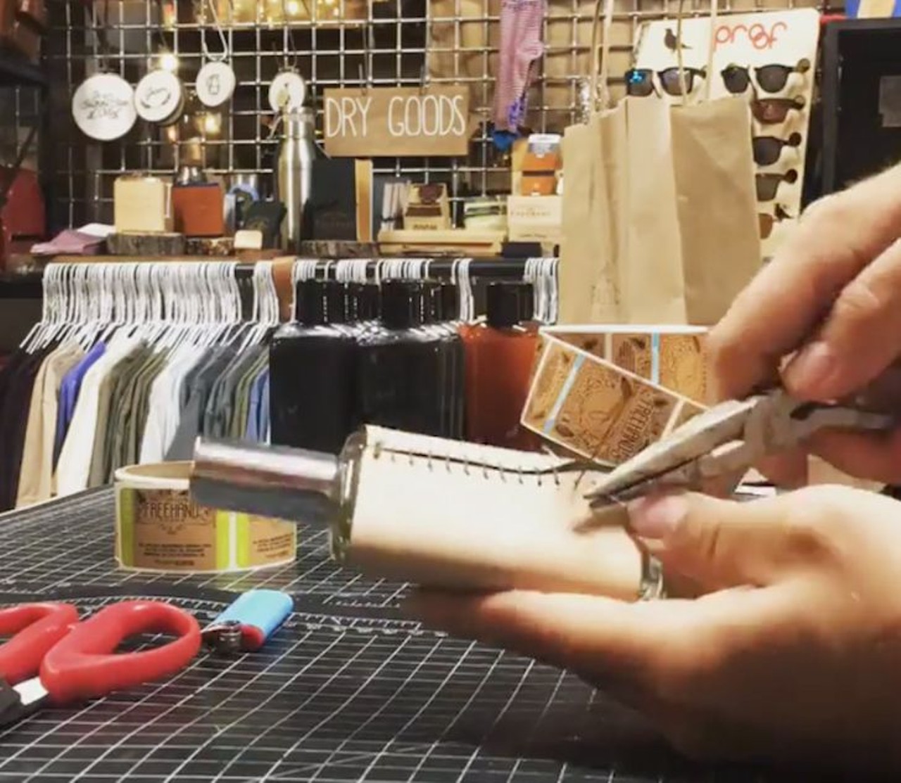 Freehand Goods  
What started as a company that made quality leather wallets at an affordable price has quickly extended into bags, grooming products, T-shirts and more. All of their quality products are hand-cut, hand-sewn, hand-poured or hand-made.
Photo via freehandgoods / Instagram