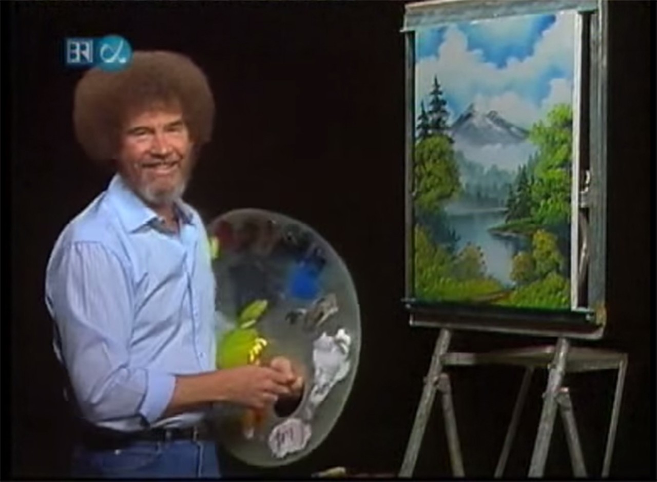 Bob Ross
Oct. 29, 1942 - July 4, 1995
Buried at Woodlawn Memorial Park
Ross is best known as the landscape-painting extraordinaire who hosted The Joy of Painting on PBS for 11 years.
Photo via YouTube