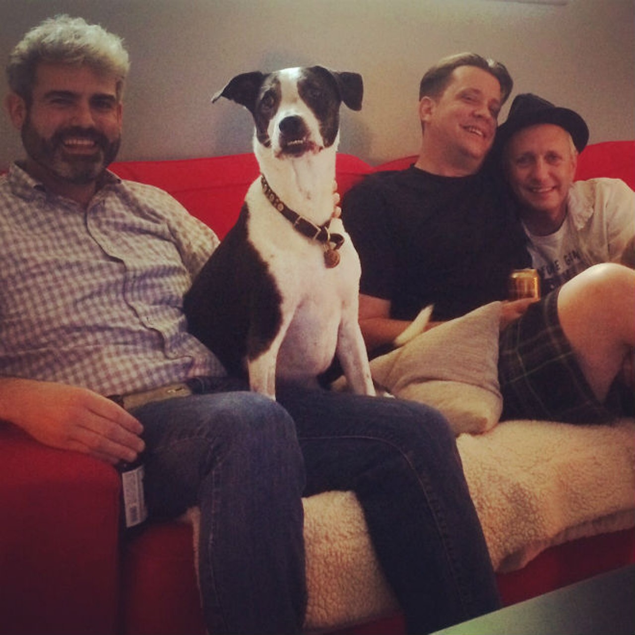 Hanging out with Weekly alum Dave Plotkin Billy Manes and assistant editor dog Tucker.