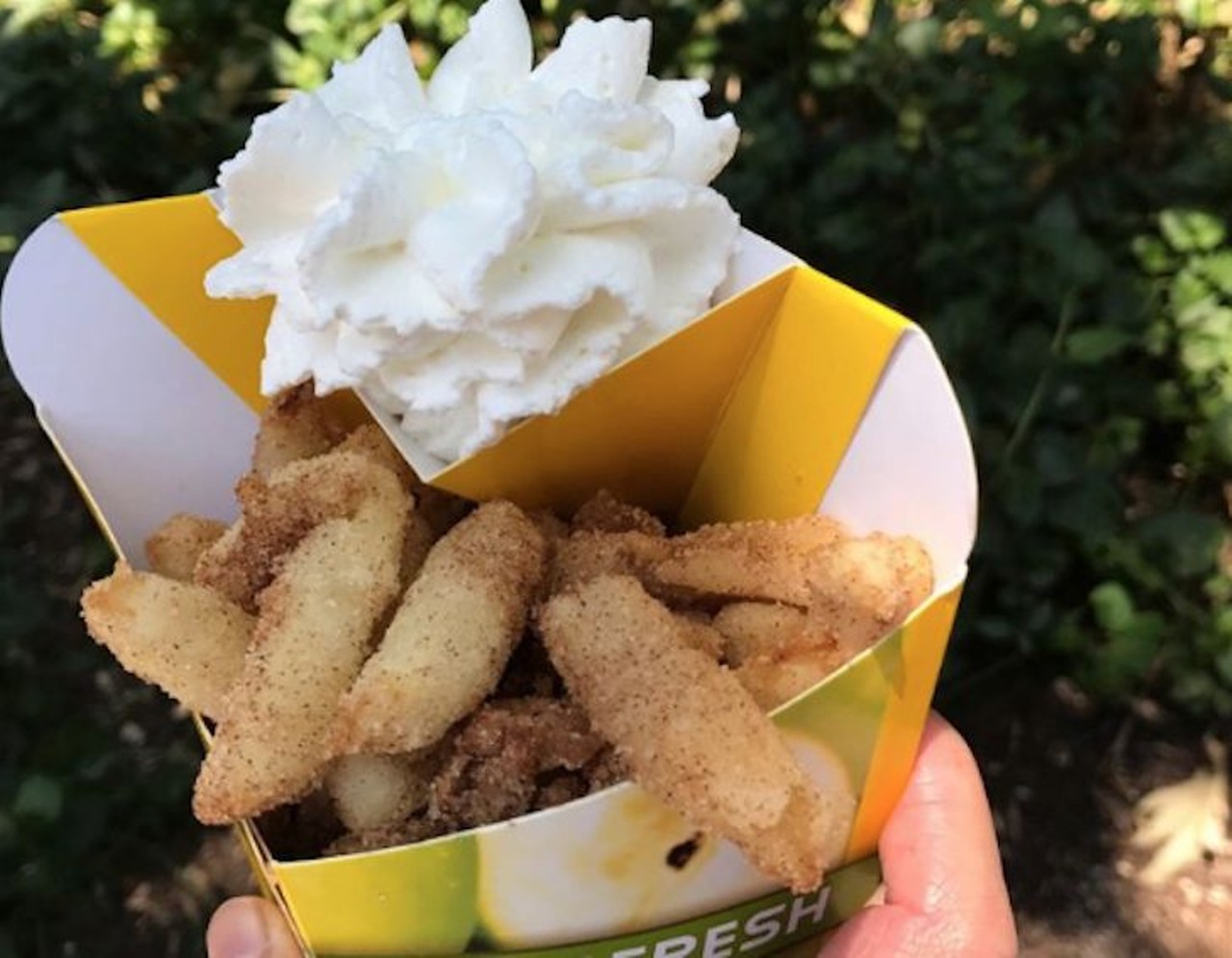 Lego Land
Granny&#146;s Apple Fries
Arguably healthy fried fruit slices combine baked sugar with cinnamon and whipped cream. 
Photo via Legoland