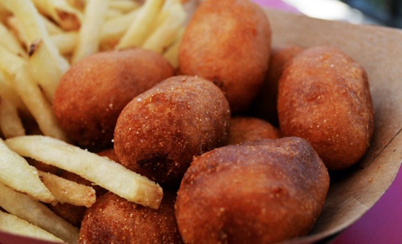 Magic Kingdom
Corn dog nuggets
Corn dogs are now easier to eat than ever before in these nugget-sized shapes.
Photo via The Disney Food Blog