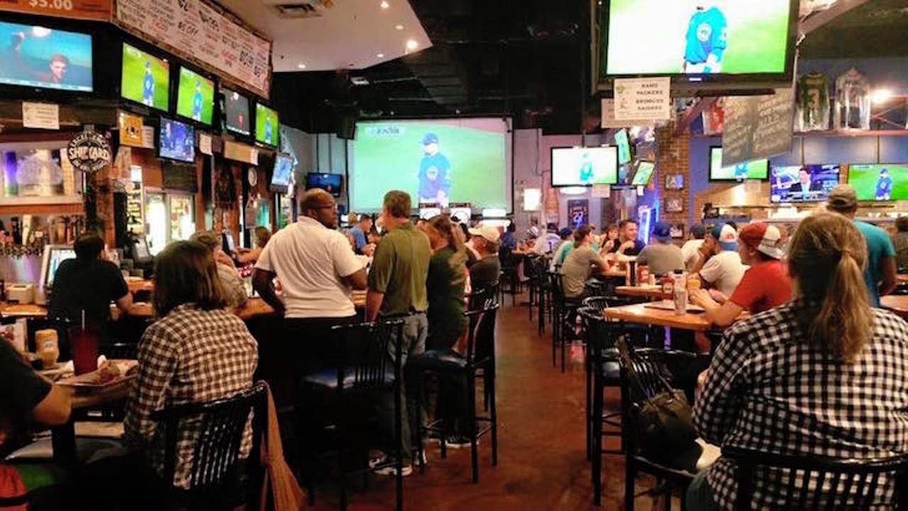 Friendly Confines
4757 S. Orange Ave., 407-852-4800
43 TVs
Orlandoans can get a taste of the Windy City at this Chicago-themed sports pub. The house specialty, Cubbie Claw chicken tenders, might not be the most manly-sounding thing to scarf down while you watch the big game, but it is one of the tastiest. 
Photo via Friendly Confines/Facebook