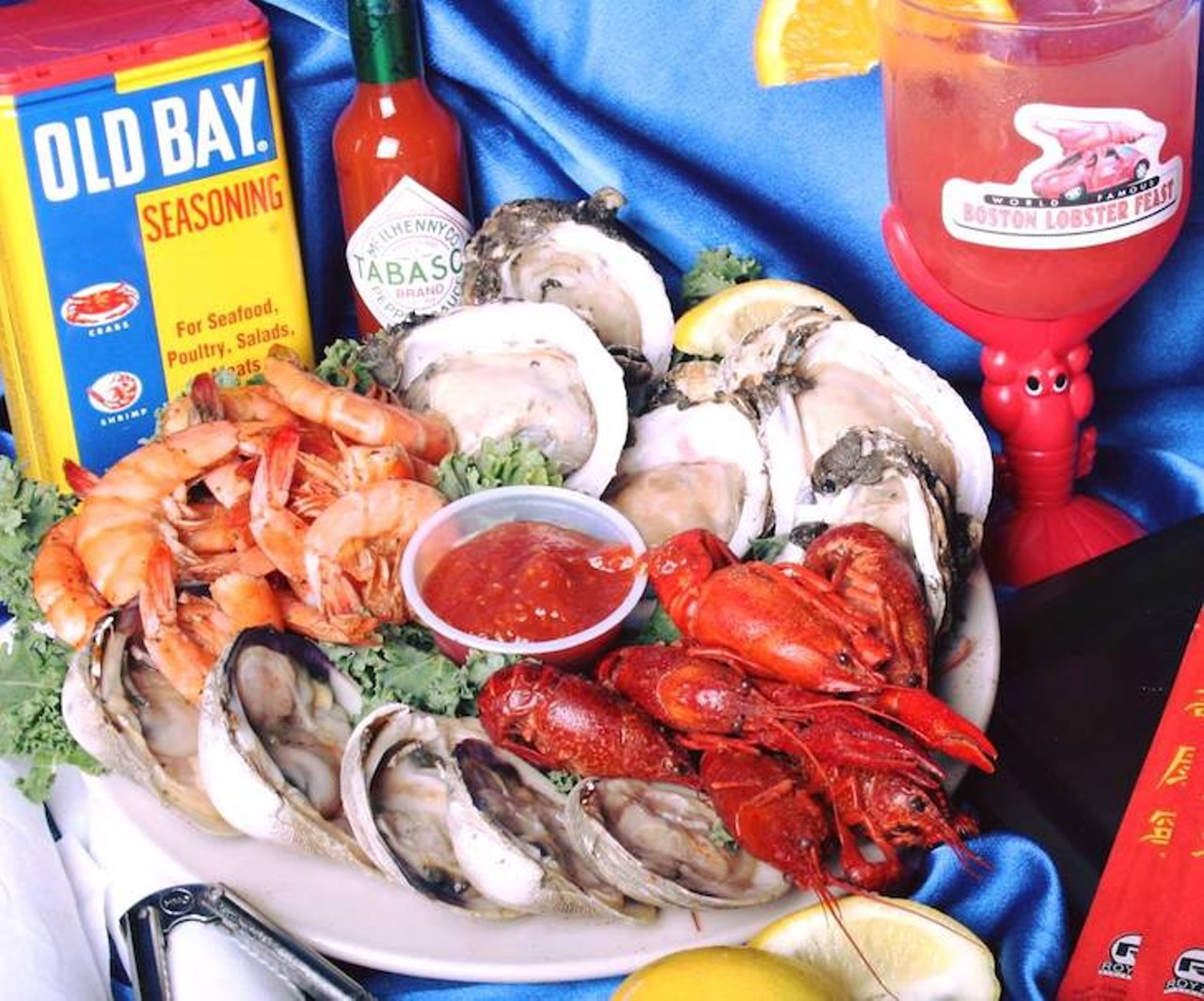 Boston Lobster Feast  
8731 International Drive, Orlando, 407-248-8606; also 6071 W. Irlo Bronson Memorial Highway, Kissimmee, 407-396-2606
This buffet is a seafood lover&#146;s paradise &#150; it comes baked, fried, smoked, boiled, steamed and even raw. Aside from featuring &#147;all you can eat&#148;  Maine lobsters, there are crab cakes, mussels, oysters, clams, shrimp, smoked and blackened salmon, octopus salad, baked mahi mahi, blue crab, sushi and so much more. And yes, they&#146;re the owners of that car with the giant lobster on it. 
Photo via Boston Lobster Feast/Facebook