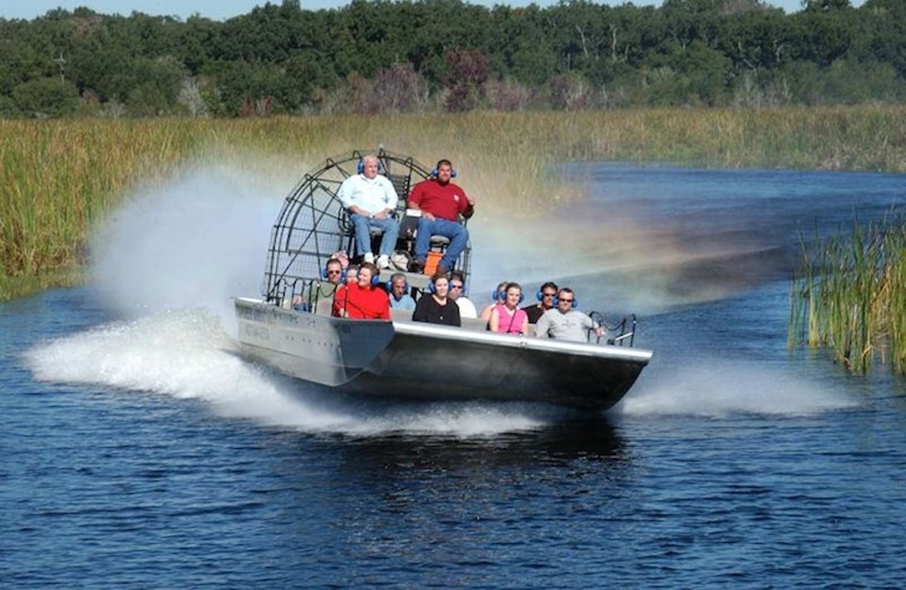 Boggy Creek
2001 E. Southport Road, Kissimmee | 407-344-9550
This is actually a decent deal for an airboat ride, and you're pretty much guaranteed to see some gators,  along with all the other exotic birds, snakes, and turtles that call Florida home. 
Rate: $27.95/person for 30 minutes 
Photo via Boggy Creek Airboat Rides/Facebook
