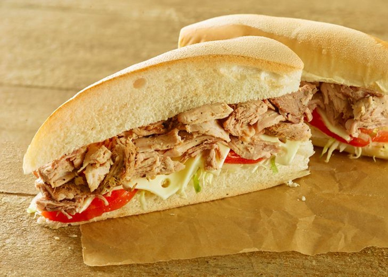 Mojo pork sandwich at Meson Sandwiches 
6622 Eagle Watch Drive Lee Vista Promenade, 407-852-3131
Meson Sandwiches, a restaurant chain with three locations in Central Florida, specializes in Caribbean flavors all the way from Puerto Rico, where they are one of the most popular fast-serve options on the island. Ever since Meson opened its location on Lee Vista Promenade near the Orlando International Airport, they&#146;ve consistently cranked out Caribbean-inspired sandos including but not limited to their phenomenal mojo pork sandwich or even better, their Argentino, which features roast beef, a flavorful chimichurri sauce, and swiss cheese.
Photo via Meson Sandwiches/http://mesonsandwiches.com/