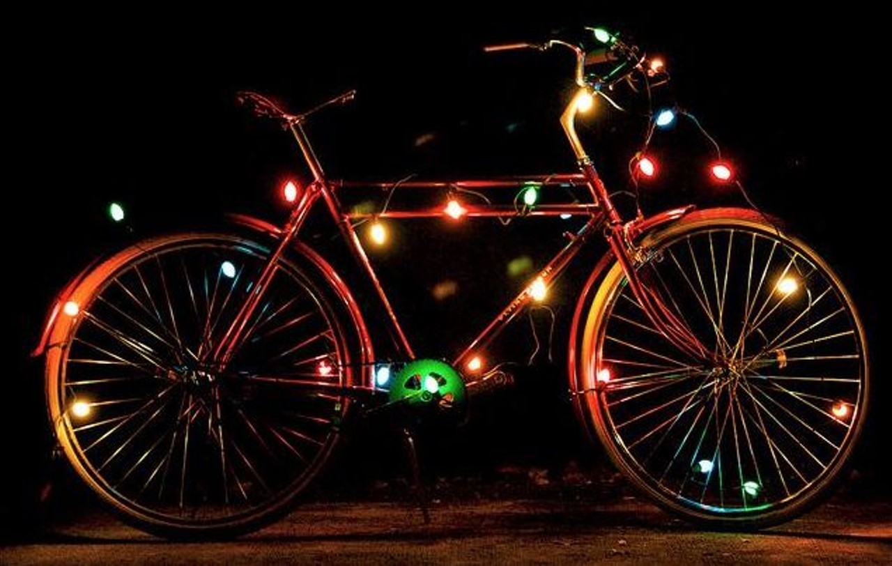 Retro City Christmas Lights Ride
1806 N. Orange Ave. | Saturday, December 16; 7:00 p.m. - 8:00 p.m.
Ride in style with fellow bikers at Retro City Cycle&#146;s annual Christmas Light Ride. This colorful event brings out tons of festive bicyclists of all skill levels for a ride through Ivanhoe Village and College Park &#151; and for a good cause, too. Event proceeds and gift donations benefit One Heart for Women and Children. Visit their facebook page to learn what sort Christmas goodies to pack your panniers with. 
Photo via Retro City Cycles/Facebook
