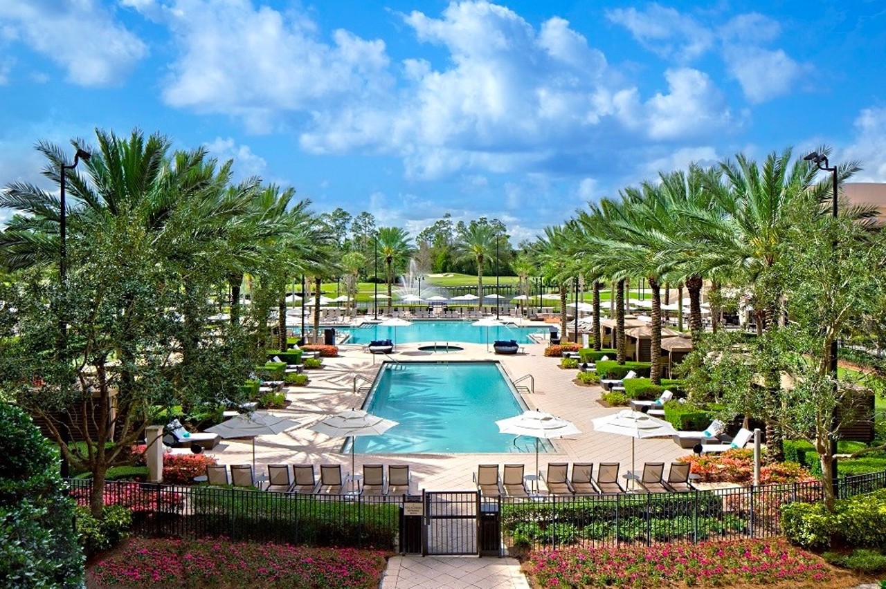 Waldorf Astoria Orlando
14200 Bonnet Creek Resort Lane, Orlando
Price: Starts at $50
Spend a day at this resort with total luxury. For water-based relaxation, there's a zero-entry pool and lazy river. A day pass will offer complimentary activities such as mini golf, ping-pong, cornhole and Connect 4. Waldorf Astoria Orlando offers cabanas to get away from the sun starting at $300.