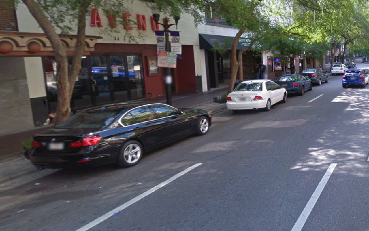 People double park in the dumbest places
Just because you put your hazard lights on after stopping on Orange Ave in the middle of rush hour traffic, doesn't make up for what you did. 
Photo via Google Maps