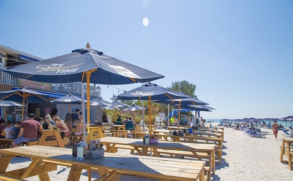 Caddy's Treasure Island
9000 W. Gulf Blvd., Treasure Island
This Treasure Island restaurant located directly on the beach is the perfect spot to sink your toes into some genuine Gulf of Mexico sand. Grab a cold one, play frisbee, or simply sit back and relax with an ideal sunset view. It also has private cabanas for a more exclusive feel to your beach day.