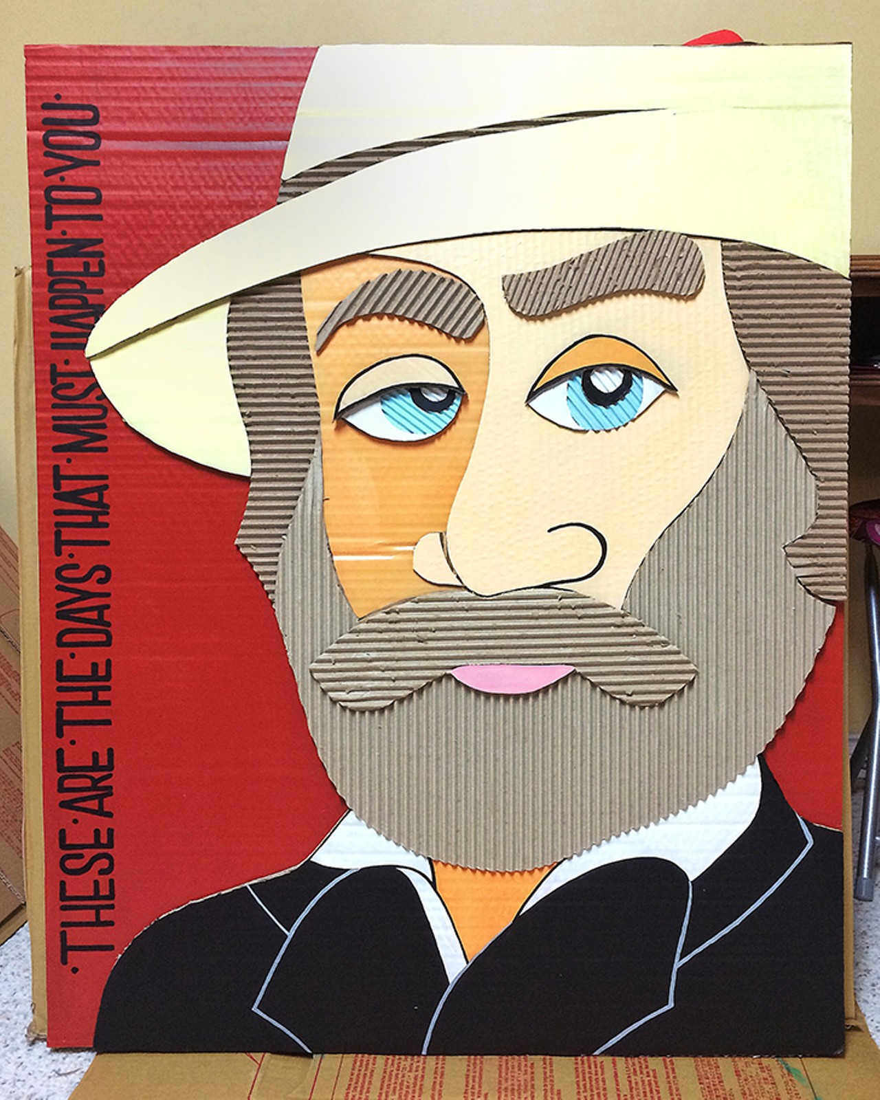 Opens Friday, July 22Cardboard Art Festival at SoDo Shopping Center"Walt Whitman" by Paula J. Lambert