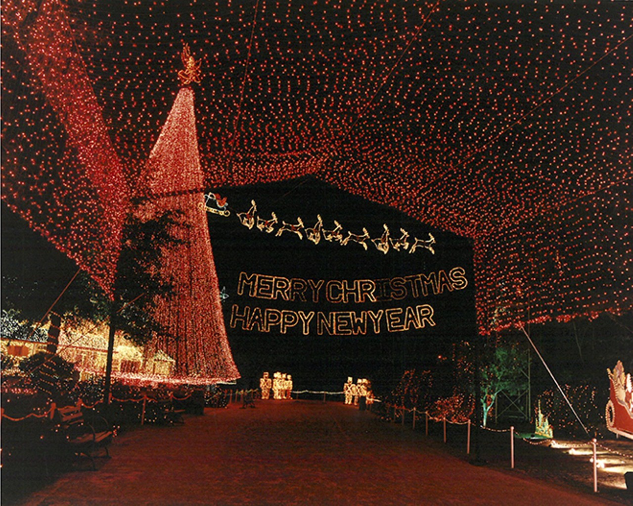 A Christmas canopy formed as part of the Osborne Family Spectacle of Lights. 1996.