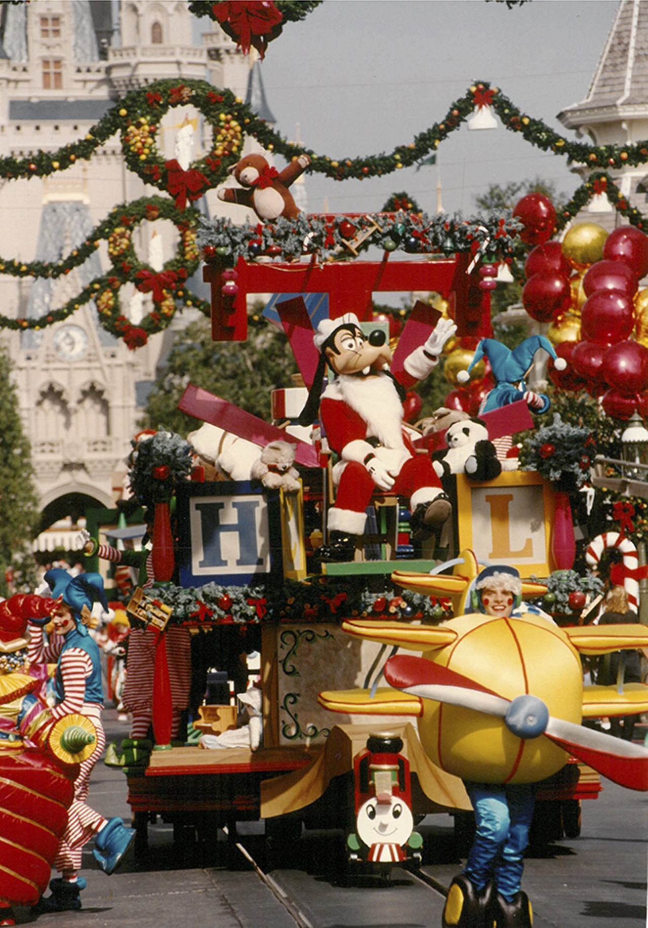 Another shot of Santa Goofy at Mickey's Very Merry Christmas Parade at Walt Disney World. 1993.