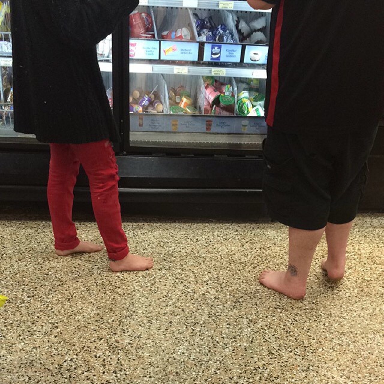 Apparently people don't wear shoes to Wawa. 
Photo via its_sity