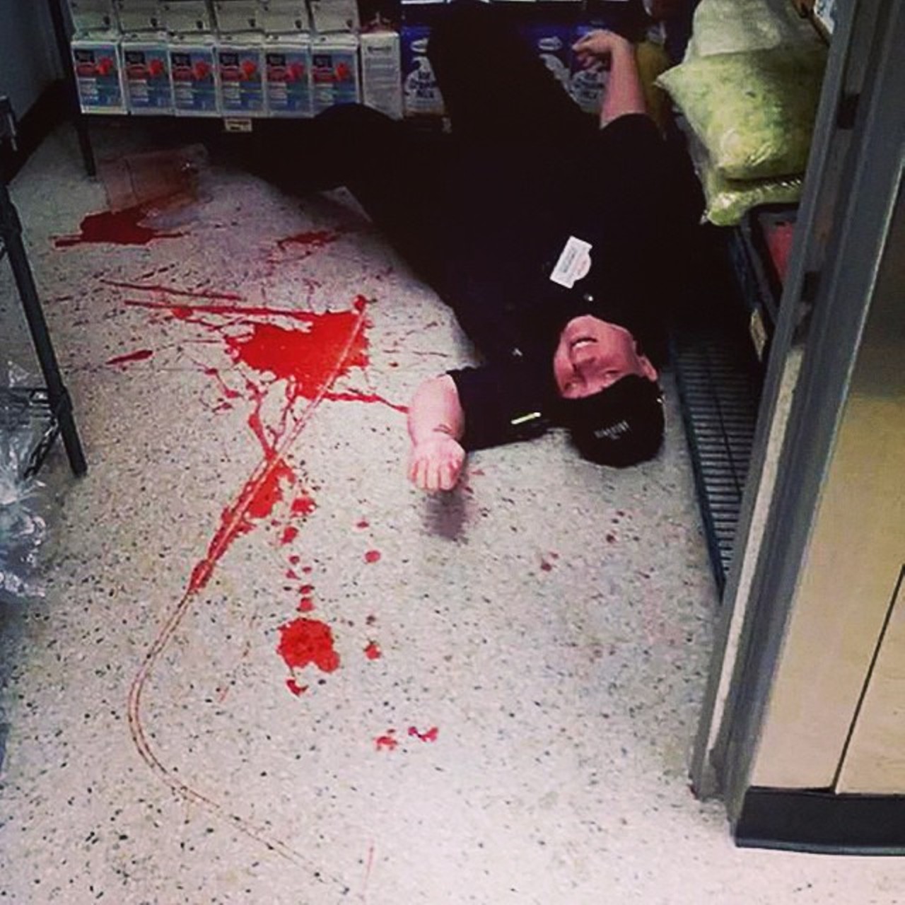 Restocking anything is the worst.
"#tbt to when our store first opened and I spilled strawberry smoothie base everywhere" 
Photo via christinexxann