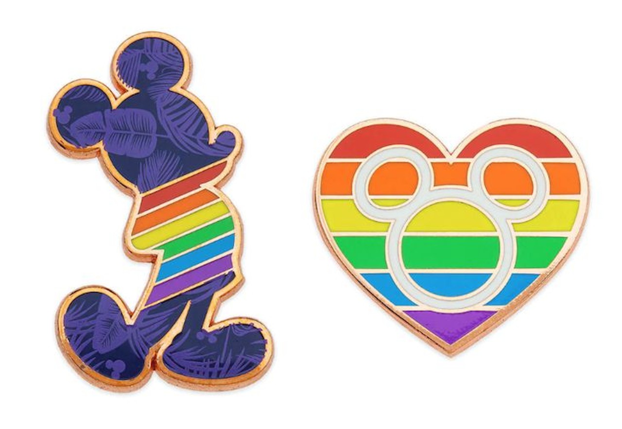 Mickey Mouse Pin Set
Two enamel pins feature two different Mickey Mouse designs with rainbow design and gold tone finish for $16.95.
Photo via shopDisney