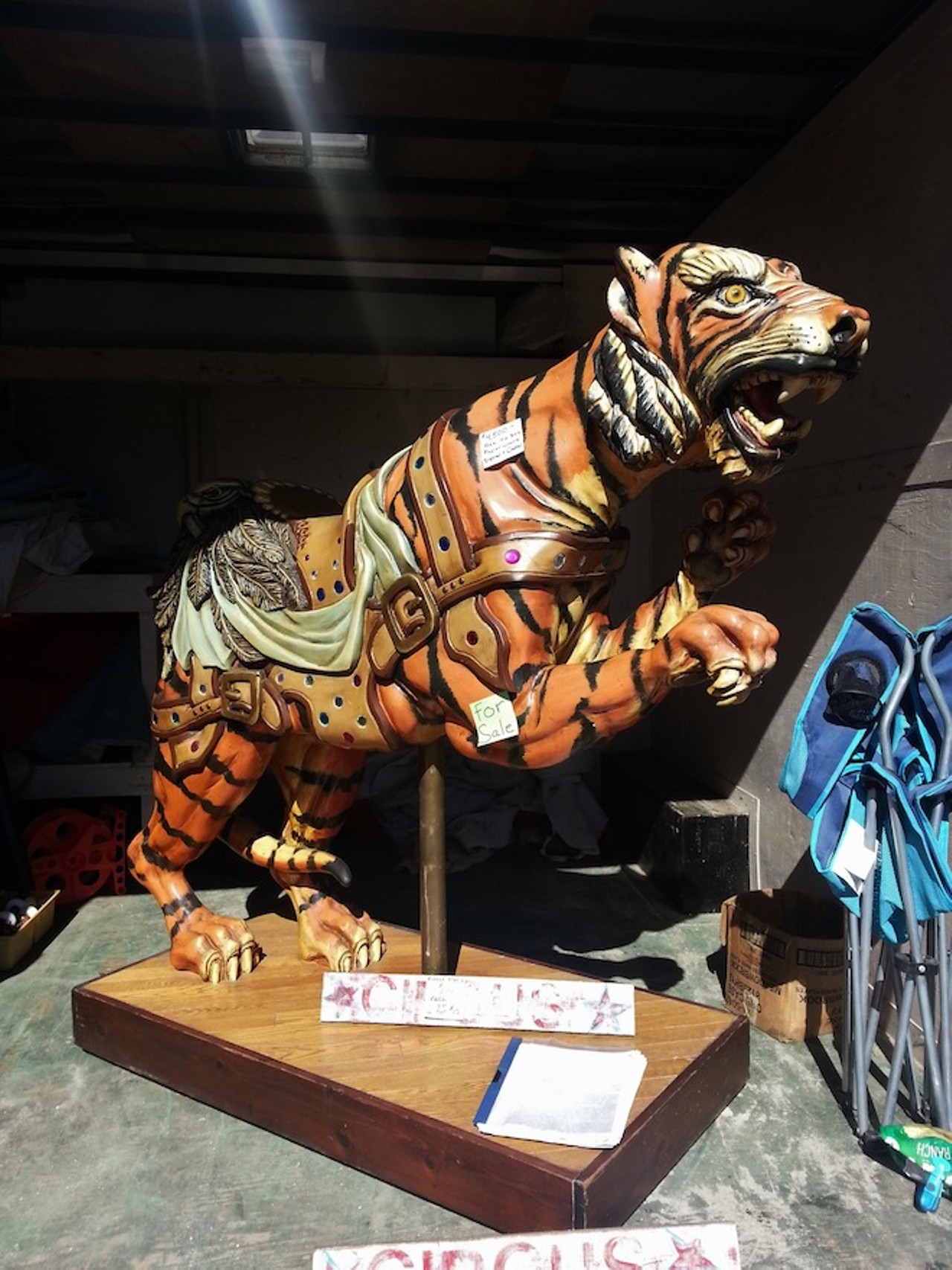 Hand-carved tiger, of course.