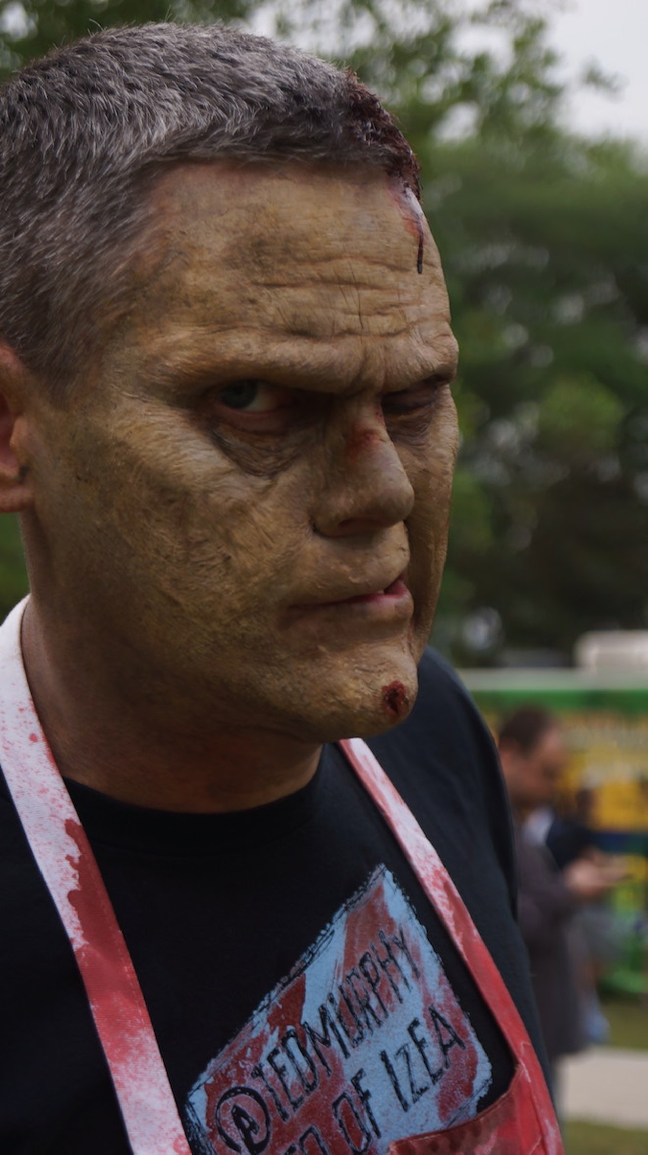 Ted, CEO of Izea, looking menacing replete in his own zombie alter ego getup.