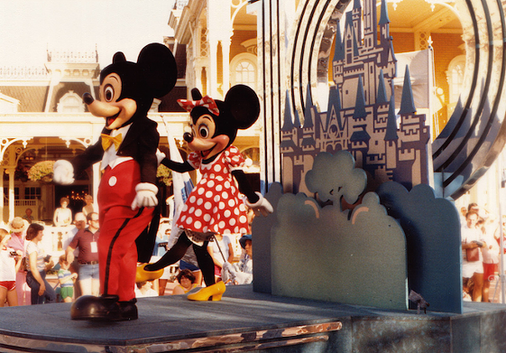 Mickey and Minnie in the Tencennial parade, which celebrated the park's 10th anniversary.