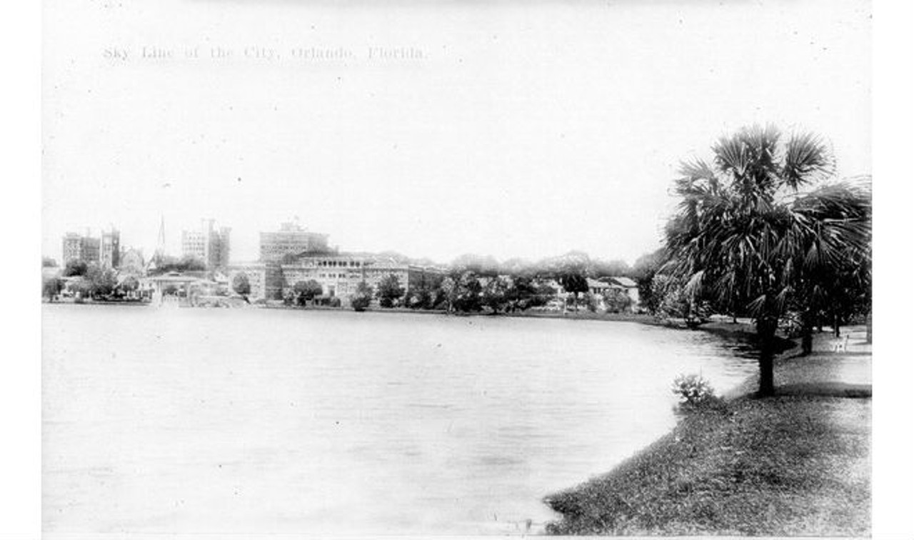 Orlando skyline across a lake