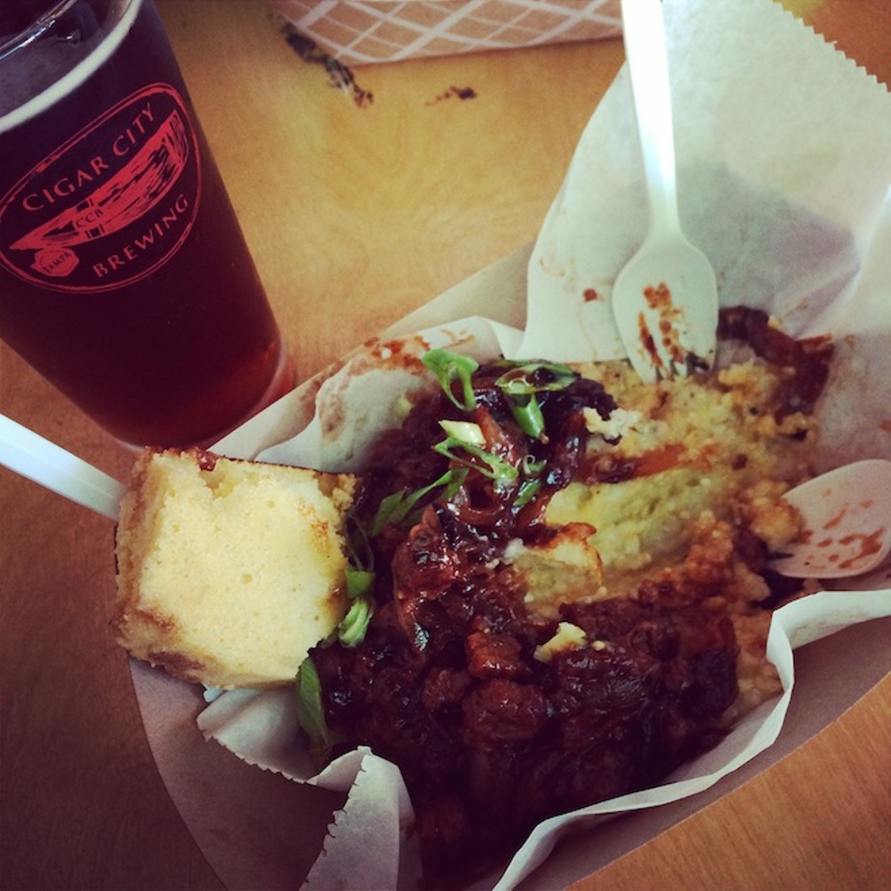 BBQ and grits from Dixie Dharma at Will's Pub's Saturday morning Drunk Brunch